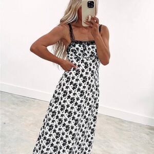 Elegant Black and White Floral Dress